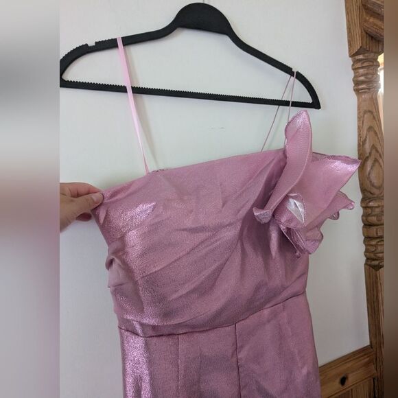 Anthropologie Hutch Corsage One Shoulder Sparkly Iridescent Romper Size 10 - Picture 3 of 8